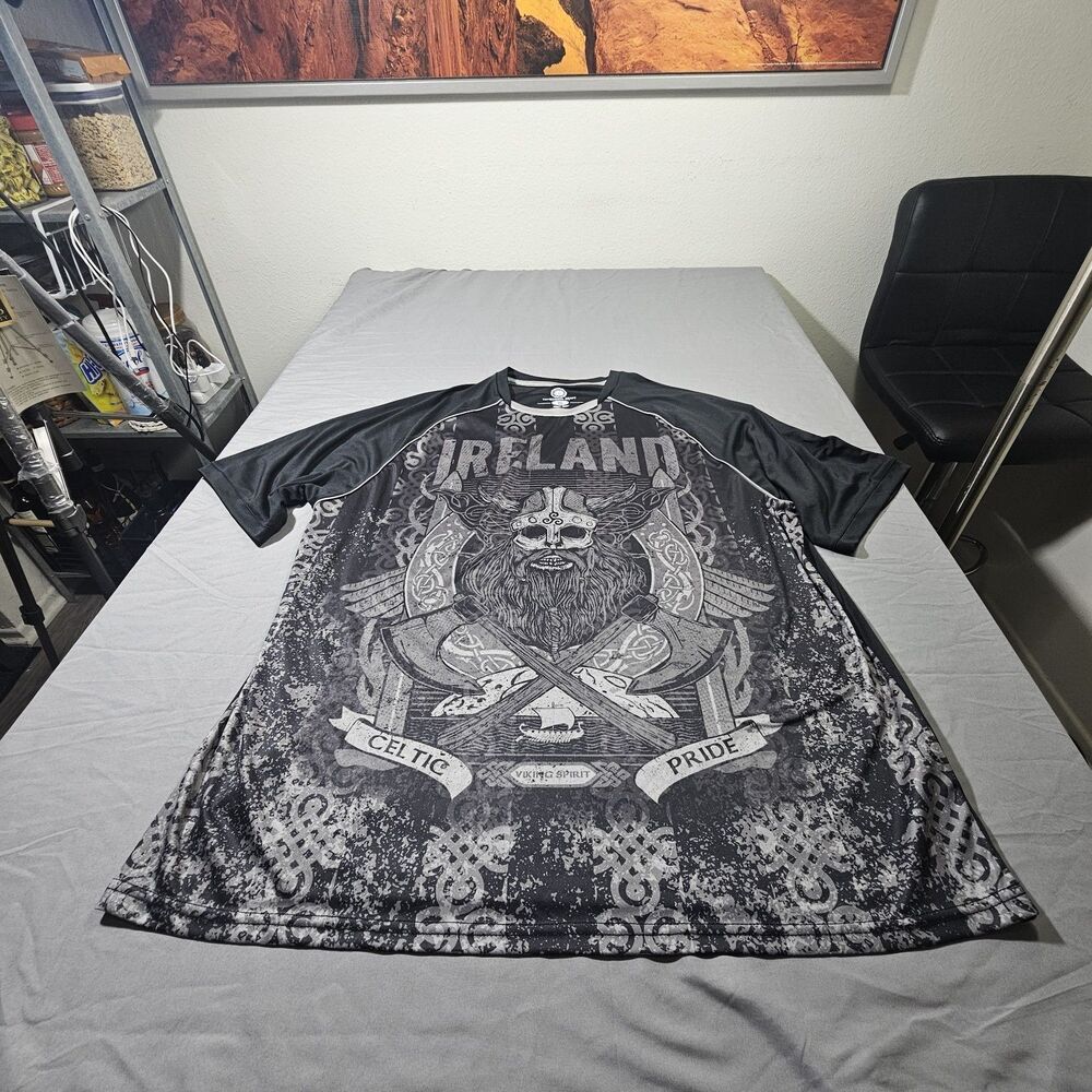 Traditional Craft Ireland Viking Spirit Celtic Pride Shirt 3XL Black Performance
